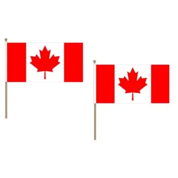 DRAPEAU CANADA 45x30cm HAMPE en bois - LOT DE 10 DRAPEAUX CANADIEN 30 x 45 cm