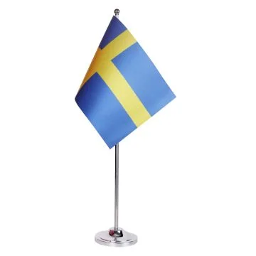 DRAPEAU DE TABLE prestige SUÈDE 22x15cm en SATIN - GRAND DRAPEAUX DE BUREAU SUÉDOIS 15 x 22 cm