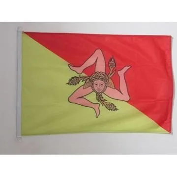 DRAPEAU SICILE 90x60cm - DRAPEAU SICILIEN - ITALIE 60 x 90 cm Spécial Extérieur - DRAPEAUX