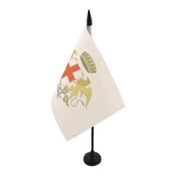 DRAPEAU DE TABLE VILLE DE GÊNES AVEC ARMES 21x14cm - PETIT DRAPEAUX DE BUREAU GENOVA - GENOA - ITALIE 14 x 21 cm