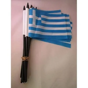 DRAPEAU GRÈCE 15x10cm avec HAMPE - LOT DE 10 DRAPEAUX GREC 10 x 15 cm