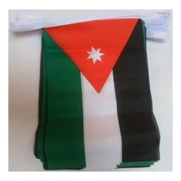Guirlande 12 mètres 20 Drapeaux Jordanie 45x30 cm - Drapeau jordanien 30 x 45 cm