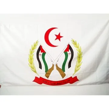 DRAPEAU ARMES FRONT POLISARIO SAHARA OCCIDENTAL 150x90cm - DRAPEAU FRENTE POPULAR SAHRAOUI 90 x 150 cm Fourreau pour hampe