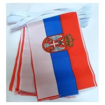 Guirlande 12 mètres 20 Drapeaux Serbie 45x30 cm - Drapeau serbe 30 x 45 cm
