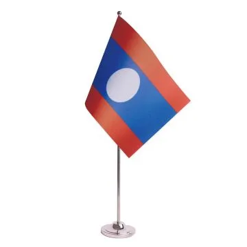 DRAPEAU DE TABLE prestige LAOS 22x15cm en SATIN - GRAND DRAPEAUX DE BUREAU LAOSIEN 15 x 22 cm