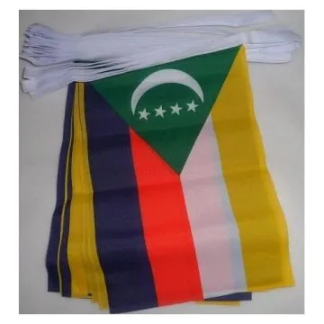 Guirlande 12 mètres 20 Drapeaux Comores 45x30 cm - Drapeau comorien 30 x 45 cm