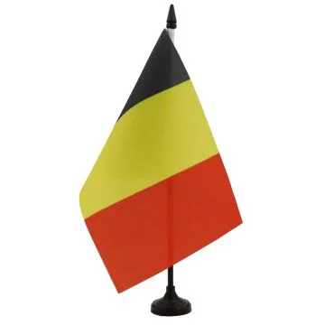 DRAPEAU DE TABLE BELGIQUE 21x14cm - PETIT DRAPEAUX DE BUREAU BELGE 14 x 21 cm