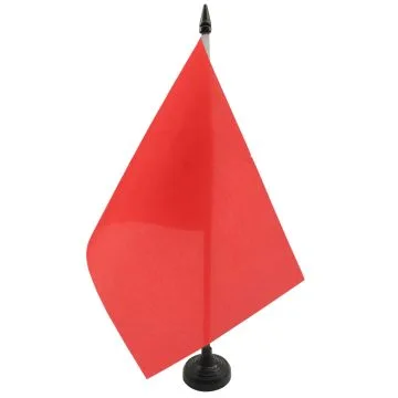 DRAPEAU DE TABLE UNICOLORE ROUGE 21x14cm - PETIT DRAPEAUX DE BUREAU DE COULEUR ROUGE 14 x 21 cm