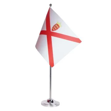 DRAPEAU DE TABLE prestige JERSEY 22x15cm en SATIN - GRAND DRAPEAUX DE BUREAU ANGLAIS - ROYAUME-UNI 15 x 22 cm