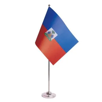 DRAPEAU DE TABLE prestige HAÏTI 22x15cm en SATIN - GRAND DRAPEAUX DE BUREAU HAÏTIEN 15 x 22 cm