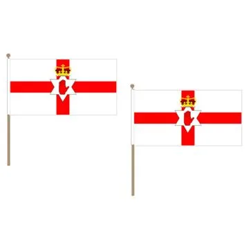 DRAPEAU IRLANDE DU NORD 45x30cm HAMPE en bois - LOT DE 10 DRAPEAUX NORD IRLANDAIS 30 x 45 cm