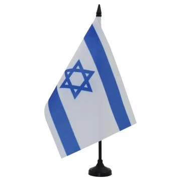 DRAPEAU DE TABLE ISRAËL 21x14cm - PETIT DRAPEAUX DE BUREAU ISRAÉLIEN 14 x 21 cm