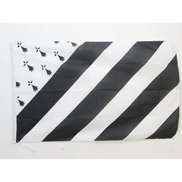 DRAPEAU BRETAGNE BIG GWENN HA DU 150x90cm - DRAPEAU BRETON 90 x 150 cm Fourreau pour hampe