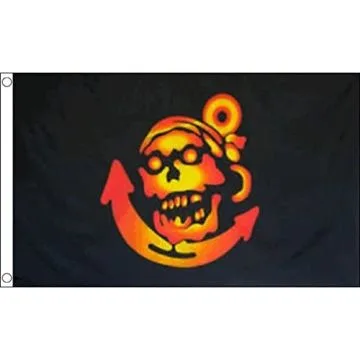 DRAPEAU PIRATE ANCRE 150x90cm - DRAPEAU PIRATE ANCHOR 90 x 150 cm - DRAPEAUX