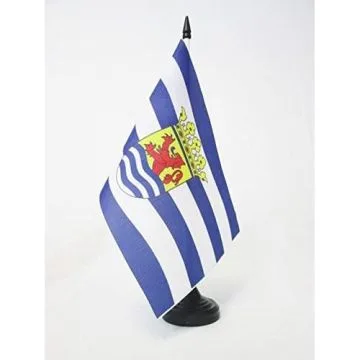DRAPEAU DE TABLE PROVINCE DE ZÍ?LANDE 21x14cm - PETIT DRAPEAUX DE BUREAU ZEELAND AUX PAYS-BAS 14 x 21 cm