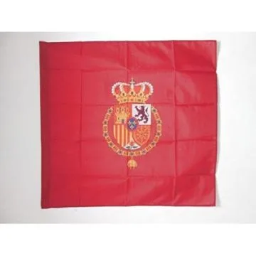 DRAPEAU ETENDARD DE FELIPE VI D\'ESPAGNE 90x90cm - DRAPEAU ROYAL ESPAGNOL 90 x 90 cm Fourreau pour hampe