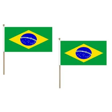 DRAPEAU BRÍ?SIL 45x30cm HAMPE en bois - LOT DE 10 DRAPEAUX BRÍ?SILIEN 30 x 45 cm