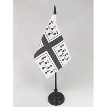 DRAPEAU DE TABLE BRETAGNE MARINE 15x10cm - PETIT DRAPEAUX DE BUREAU PAVILLON MARIN BRETON 10 x 15 cm
