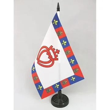 DRAPEAU DE TABLE ARMOIRIES DE LA VENDÉE 21x14cm - PETIT DRAPEAUX DE BUREAU VENDÉEN CATHOLIQUE 14 x 21 cm