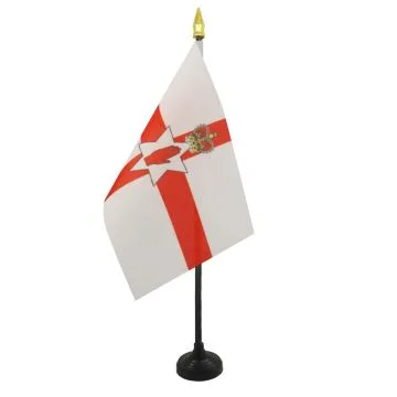 DRAPEAU DE TABLE IRLANDE DU NORD 15x10cm - PETIT DRAPEAUX DE BUREAU NORD IRLANDAIS 10 x 15 cm pointe dorée