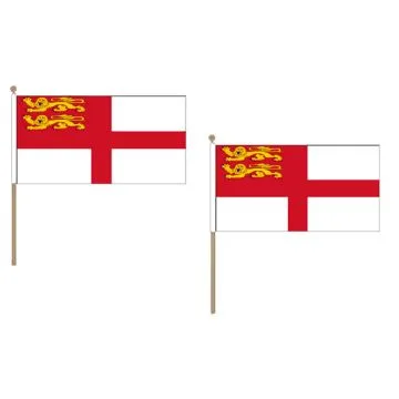 DRAPEAU SERCQ 45x30cm HAMPE en bois - LOT DE 10 DRAPEAUX Í?LE ANGLO-NORMANDE DE SARK 30 x 45 cm
