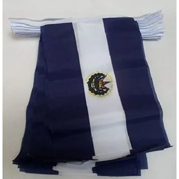 Guirlande 12 mètres 20 Drapeaux El Salvador 45x30 cm - Drapeau salvadorien 30 x 45 cm