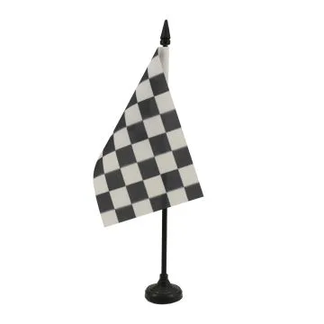 DRAPEAU DE TABLE DAMIER NOIR ET BLANC 15x10cm - PETIT DRAPEAUX DE BUREAU À DAMIERS - COURSE AUTOMOBILE - FORMULE 1 10 x 15 cm