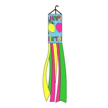DRAPEAU MANCHE A AIR JOYEUX ANNIVERSAIRE AVEC BALLON 150cm - WINDSOCK HAPPY BIRTHDAY 150 cm