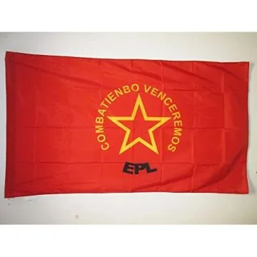 DRAPEAU ARMÍ?E POPULAIRE DE LIBÍ?RATION DE COLOMBIE 150x90cm - DRAPEAU DE L\'EPL COLOMBIEN 90 x 150 cm Fourreau pour hampe