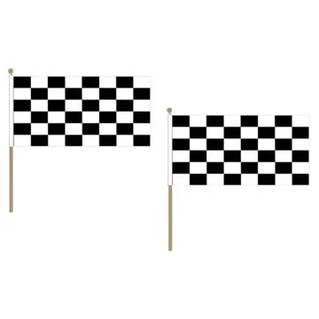 DRAPEAU DAMIER NOIR ET BLANC 45x30cm HAMPE en bois - LOT DE 10 DRAPEAUX Í? DAMIERS - COURSE AUTOMOBILE - FORMULE 1 30 x 45 cm