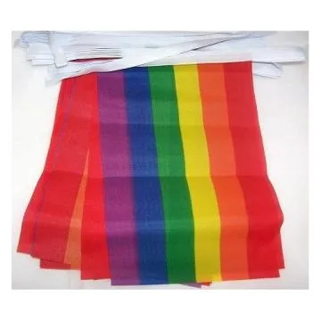 GUIRLANDE 4 mètres 20 DRAPEAUX ARC-EN-CIEL 15x10 cm - DRAPEAU GAY 10 x 15 cm