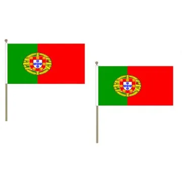 DRAPEAU PORTUGAL 45x30cm HAMPE en bois - LOT DE 10 DRAPEAUX PORTUGAIS 30 x 45 cm