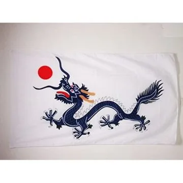 DRAPEAU CHINE DYNASTIE QING 1889 150x90cm - DRAPEAU DRAGON CHINOIS 90 x 150 cm Fourreau pour hampe