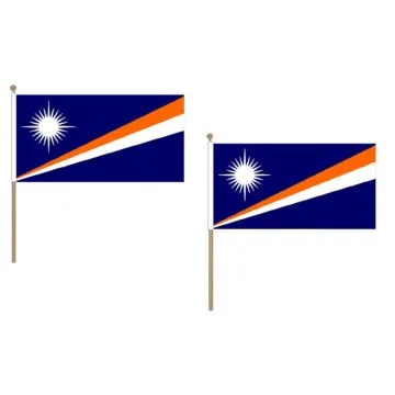 DRAPEAU ILES MARSHALL 45x30cm HAMPE en bois - LOT DE 10 DRAPEAUX MARSHALLAIS  30 x 45 cm