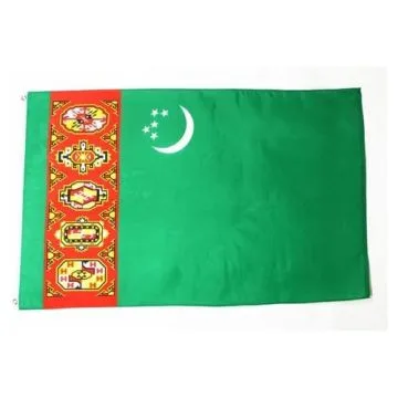 DRAPEAU TURKMENISTAN ANCIEN 150x90cm - DRAPEAU TURKMÈNE 90 x 150 cm - DRAPEAUX