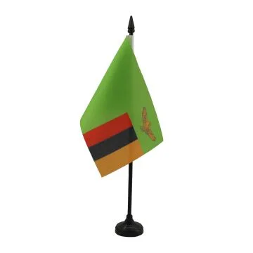 DRAPEAU DE TABLE ZAMBIE 15x10cm - PETIT DRAPEAUX DE BUREAU ZAMBIEN 10 x 15 cm