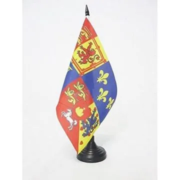 DRAPEAU DE TABLE ROYAL ROYAUME-UNI 1714-1801 MAISON D\'HANOVRE 21x14cm - PETIT DRAPEAUX DE BUREAU ROIS BRITANNIQUES 14 x 21 cm