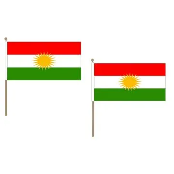 DRAPEAU KURDISTAN 45x30cm HAMPE en bois - LOT DE 10 DRAPEAUX KURD 30 x 45 cm