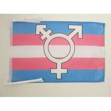 DRAPEAU TRANSGENRE AVEC SYMBOLE 45x30cm - PAVILLON TRANGENDER ARC-EN-CIEL 30 x 45 cm haute qualité