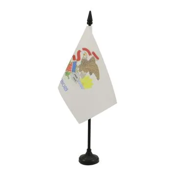 DRAPEAU DE TABLE ILLINOIS 15x10cm - PETIT DRAPEAUX DE BUREAU ETAT AMÉRICAIN - USA - ETATS-UNIS 10 x 15 cm