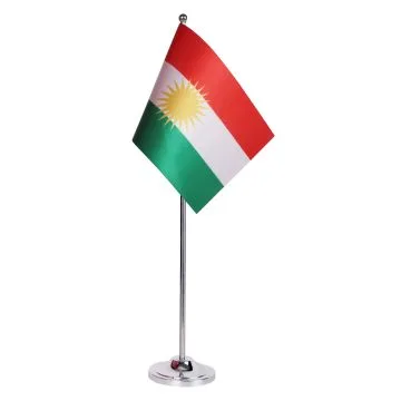 DRAPEAU DE TABLE prestige KURDISTAN 22x15cm en SATIN - GRAND DRAPEAUX DE BUREAU KURD 15 x 22 cm