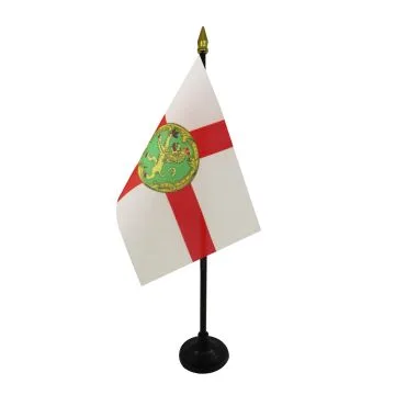 DRAPEAU DE TABLE AURIGNY 15x10cm - PETIT DRAPEAUX DE BUREAU ÎLE ANGLO-NORMANDE DE ALDERNEY 10 x 15 cm pointe dorée