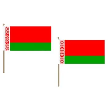 DRAPEAU BIÍ?LORUSSIE 45x30cm HAMPE en bois - LOT DE 10 DRAPEAUX BIÍ?LORUSSE 30 x 45 cm