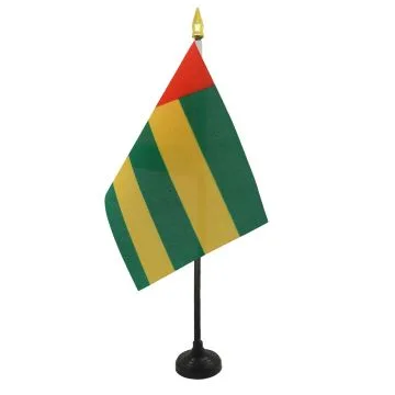 DRAPEAU DE TABLE TOGO 15x10cm - PETIT DRAPEAUX DE BUREAU TOGOLAIS 10 x 15 cm pointe dorée