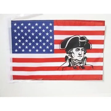 DRAPEAU ETATS-UNIS AVEC GEORGE WASHINGTON 45x30cm - PAVILLON AMÍ?RICAIN HISTORIQUE 30 x 45 cm haute qualité