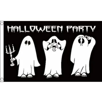 DRAPEAU HALLOWEEN PARTY FANTÔMES 150x90cm - DRAPEAU FÊTE D\'HALLOWEEN 90 x 150 cm - DRAPEAUX