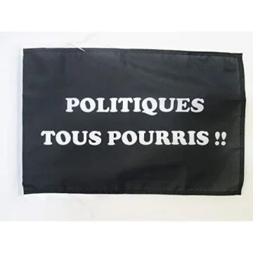 DRAPEAU POLITIQUES TOUS POURRIS 45x30cm - PAVILLON ANTI POLITICIENS 30 x 45 cm haute qualité