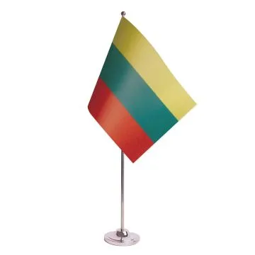 DRAPEAU DE TABLE prestige LITUANIE 22x15cm en SATIN - GRAND DRAPEAUX DE BUREAU LITUANIEN 15 x 22 cm