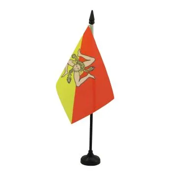 DRAPEAU DE TABLE SICILE 15x10cm - PETIT DRAPEAUX DE BUREAU SICILIEN - ITALIE 10 x 15 cm