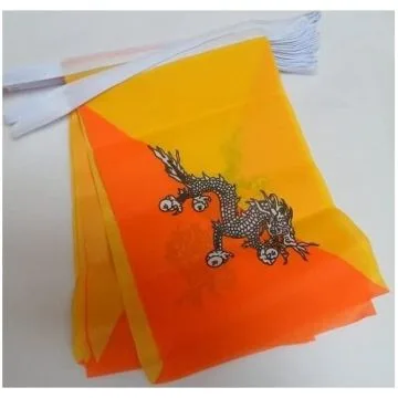 Guirlande 12 mètres 20 Drapeaux Bhoutan 45x30 cm - Drapeau bhoutanais 30 x 45 cm